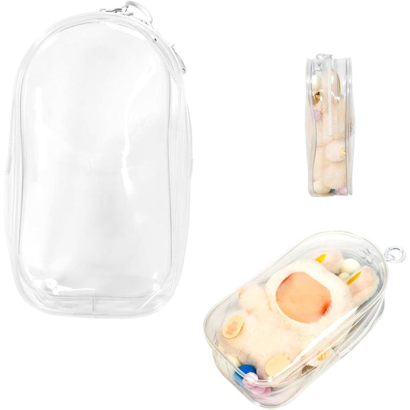 Clear Display & Storage Case for Doll – PVC Bag with Detachable Keychain for Collectible Toys and Cosmetics, Portable cases for Travel or Home Decor (7 Inches)
