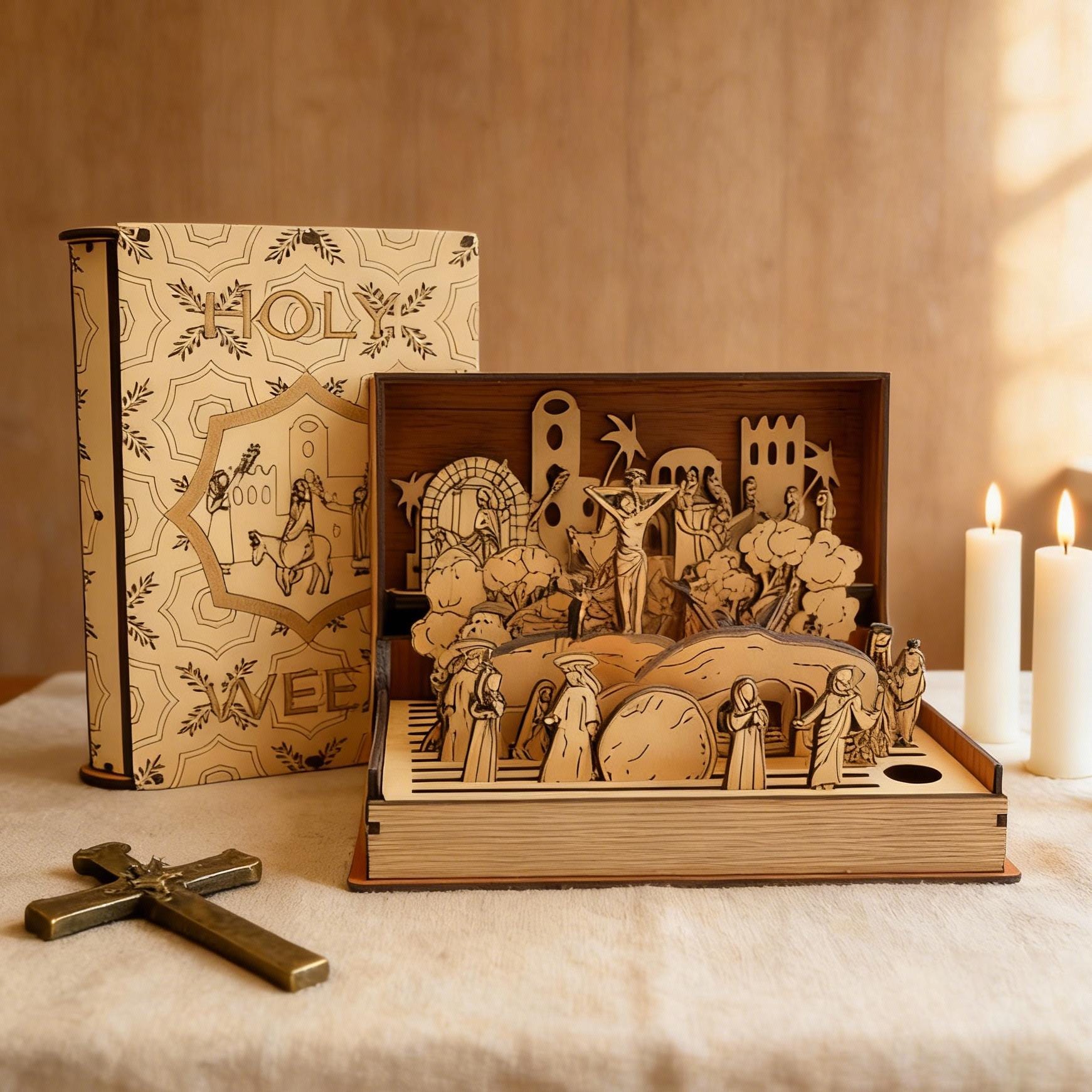 2026 Holy Week Wooden Diorama Book | Unique Religious Heirloom