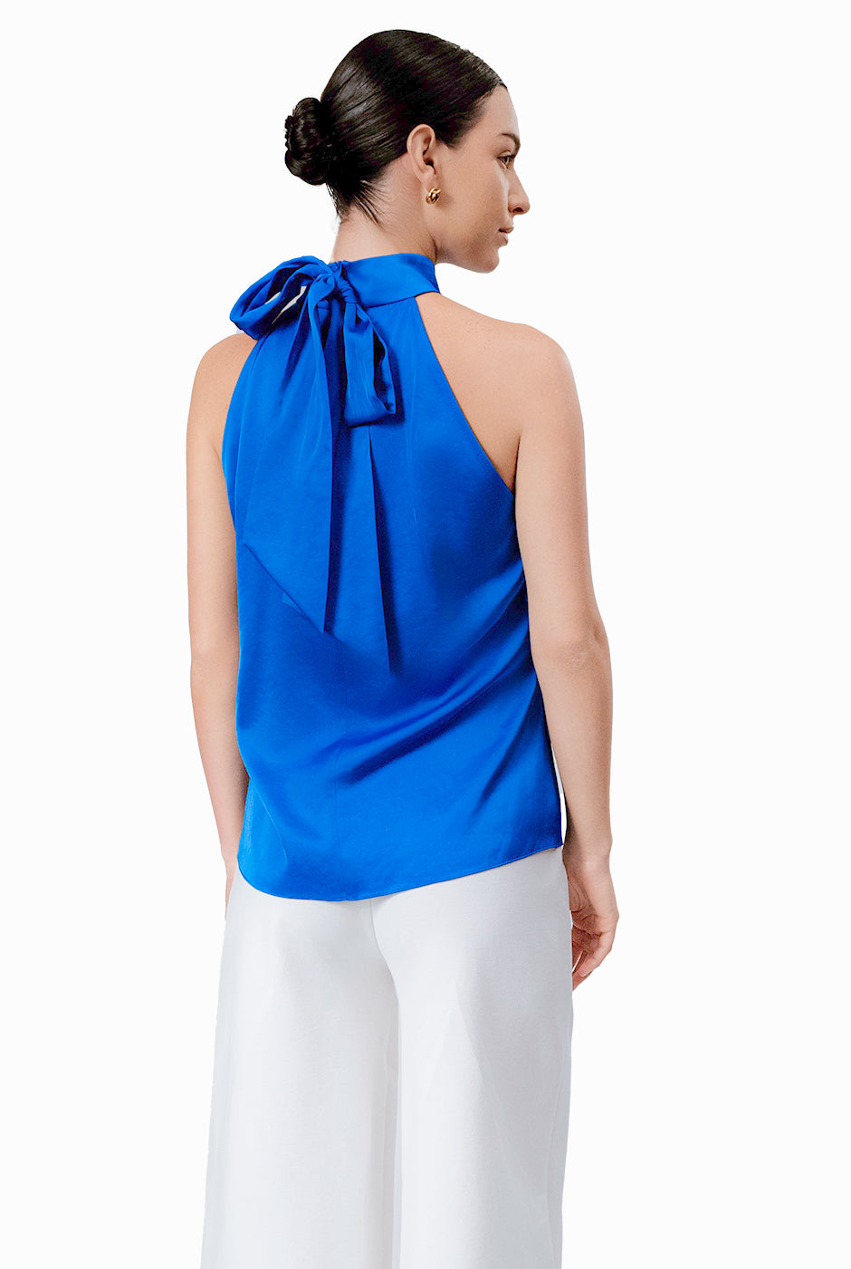Blusa cuello halter con cinta
