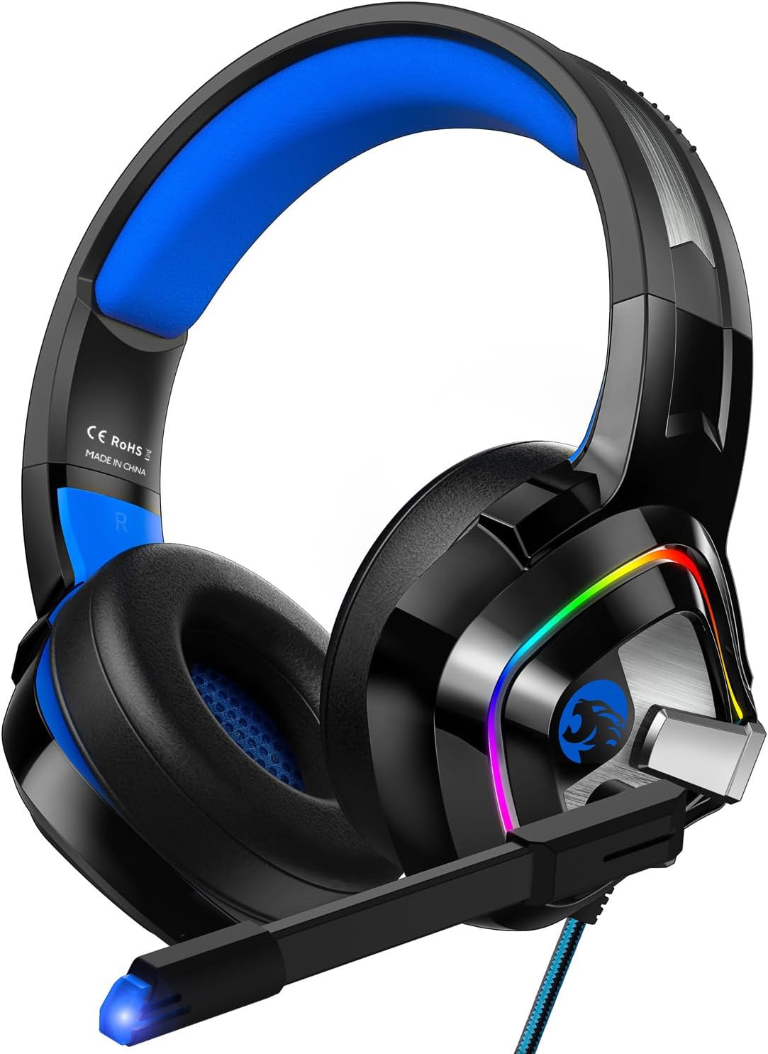 ZIUMIER Z66 Gaming Headset, Wired, Over-Ear, Noise Cancelling Mic, RGB Light, Stereo Surround Sound, Compatible with PS4, PS5, Xbox One, Laptop (Green)