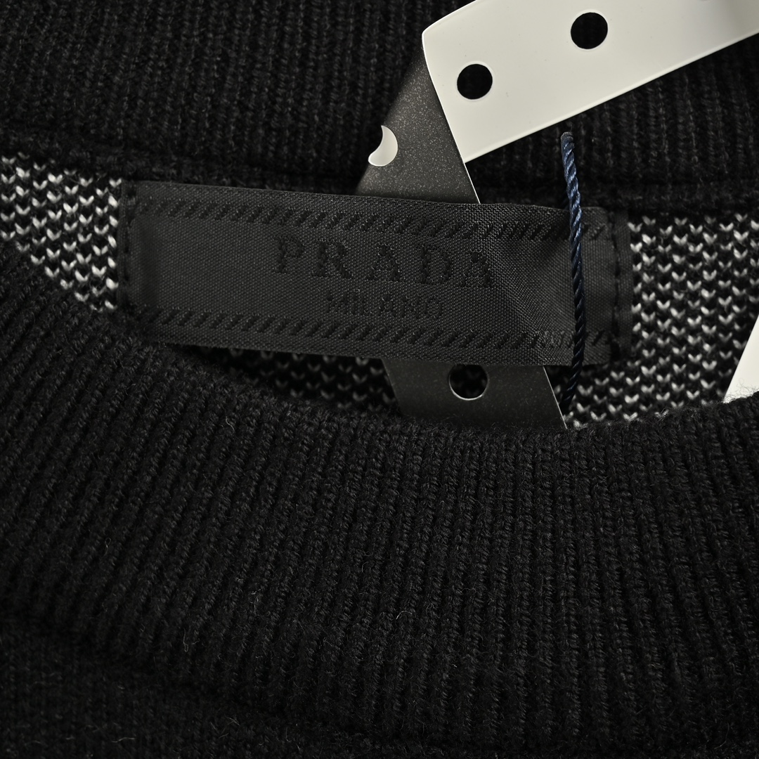 Prada 24Fw jacquard logo crew neck sweater