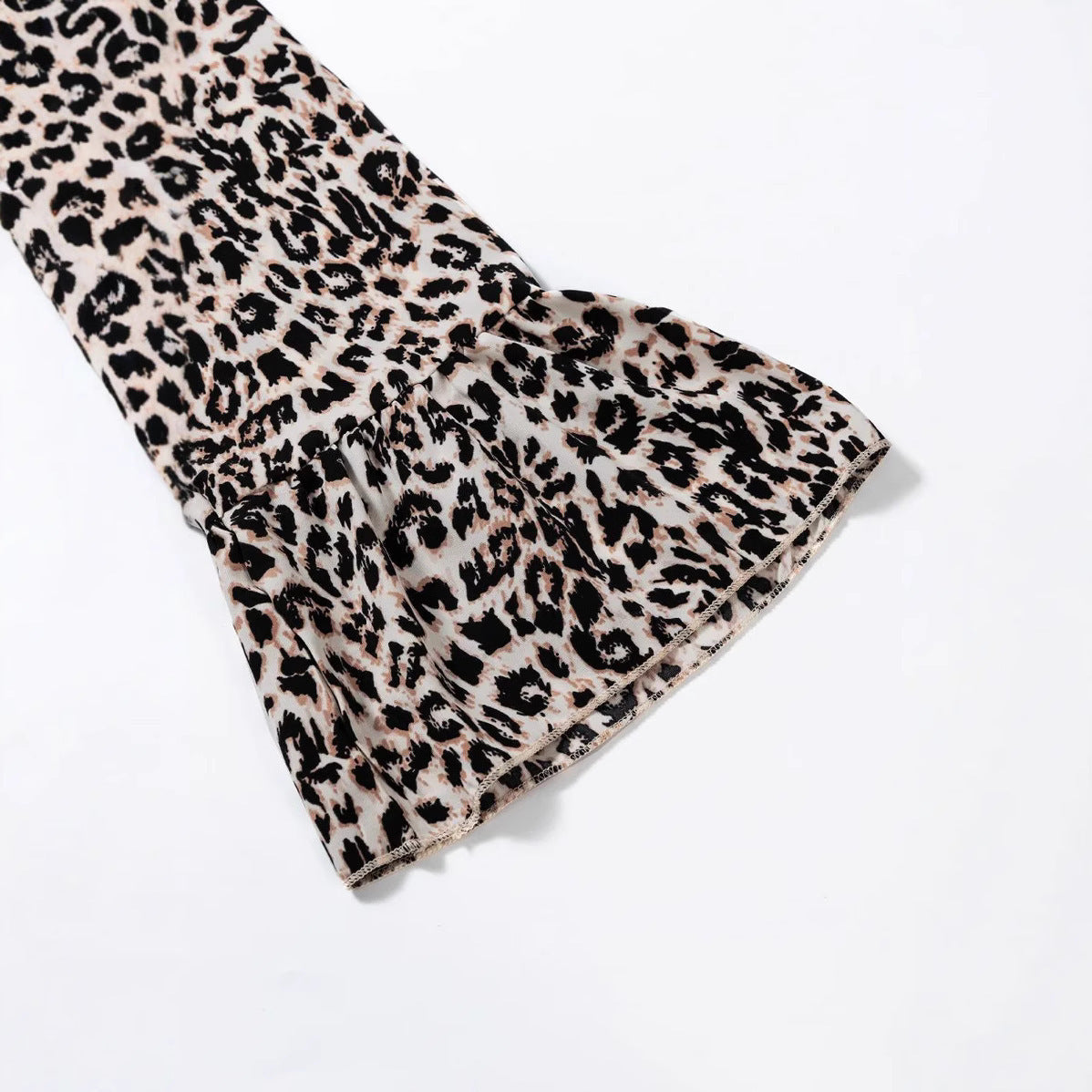 Leopard Print V-neck Buttoned Loose-Fit Long Dress for Women