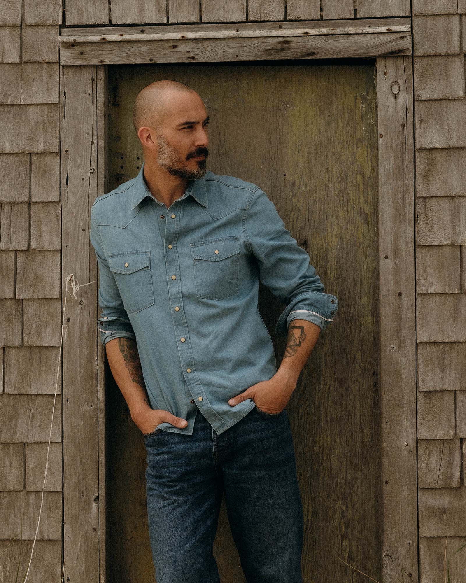 The Glacier Shirt in Washed Indigo Selvedge Denim