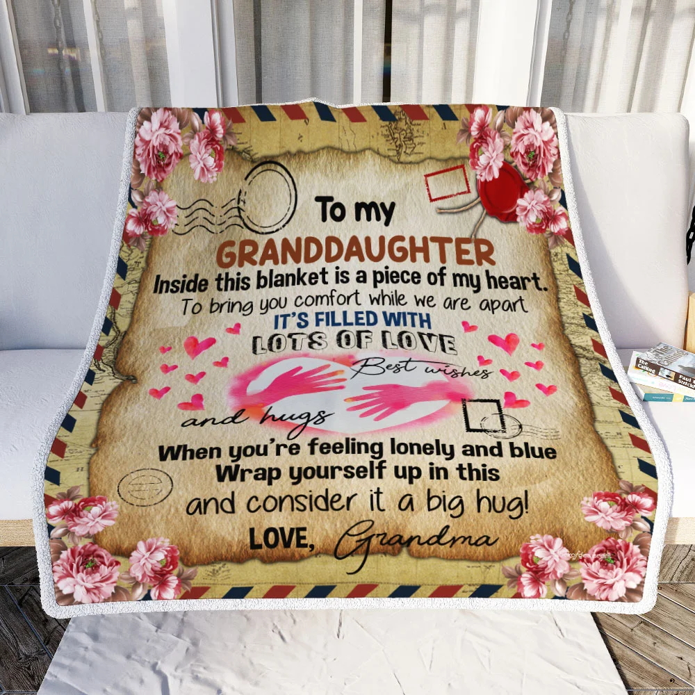 Grandma To Granddaughter, Inside This Blanket Is A Piece Of My Heart, Sofa Throw Blanket