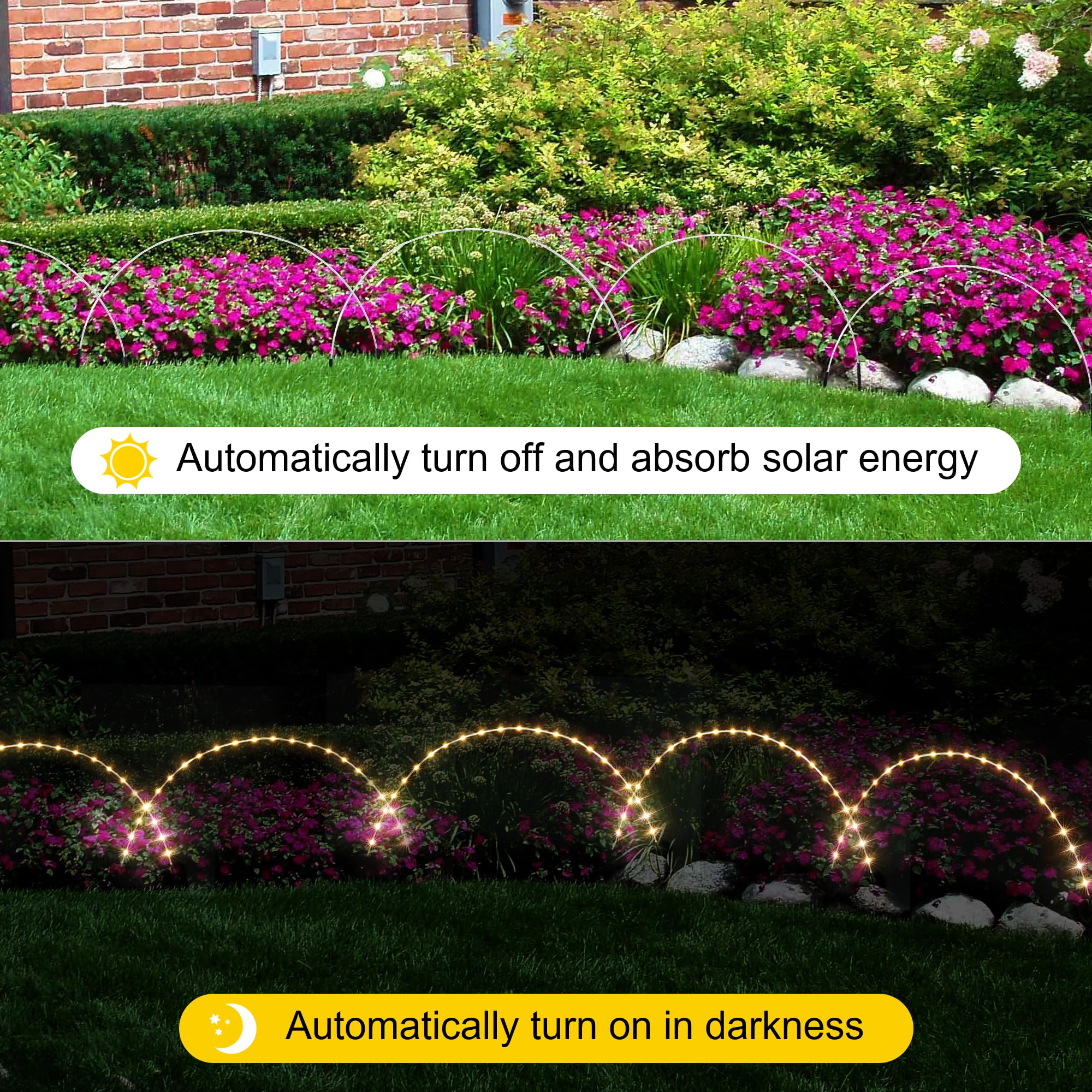 5-in-1 Solar Pathway Lights, Outdoor Waterproof, 120 LEDs, 8 Lighting Modes