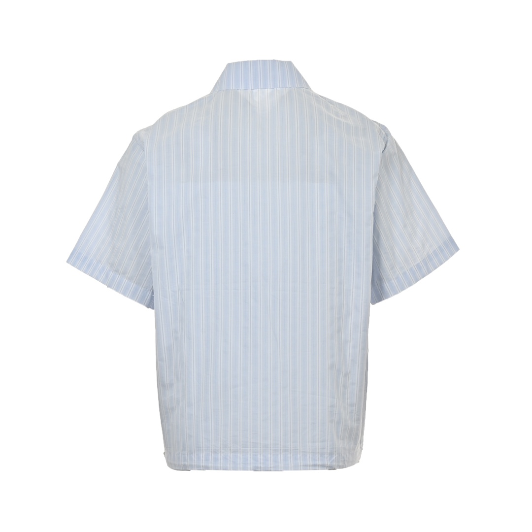 Dior 24ss half-zip small logo embroidered striped short-sleeved shirt