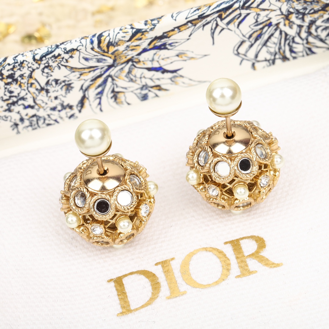 Dior Hollow Multi-Mirror Ball Earrings