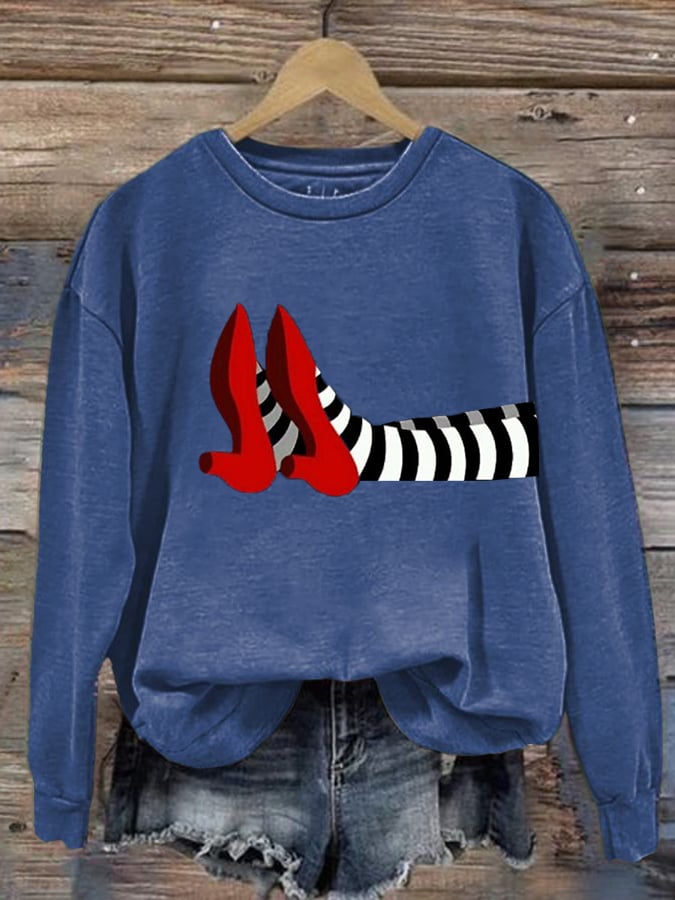 🔥Buy 3 Get 10% Off🔥Women's Halloween Red Shoes  Print Sweatshirt