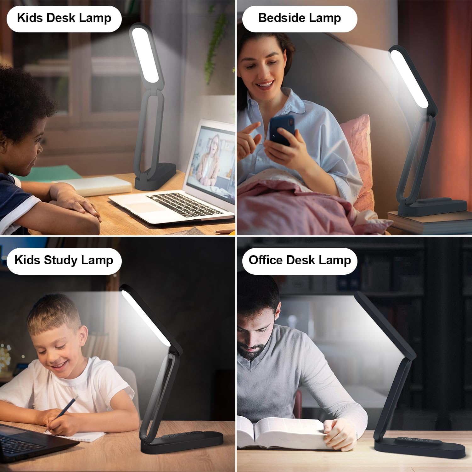 LED Desk Lamp for Office Home & Battery Operated Lamp Rechargeable Lamp Foldable & Portable Light, LED Desk Light Strip, 3 Brightness Dimmable Small Desk Lamp Wireless Reading Lamp