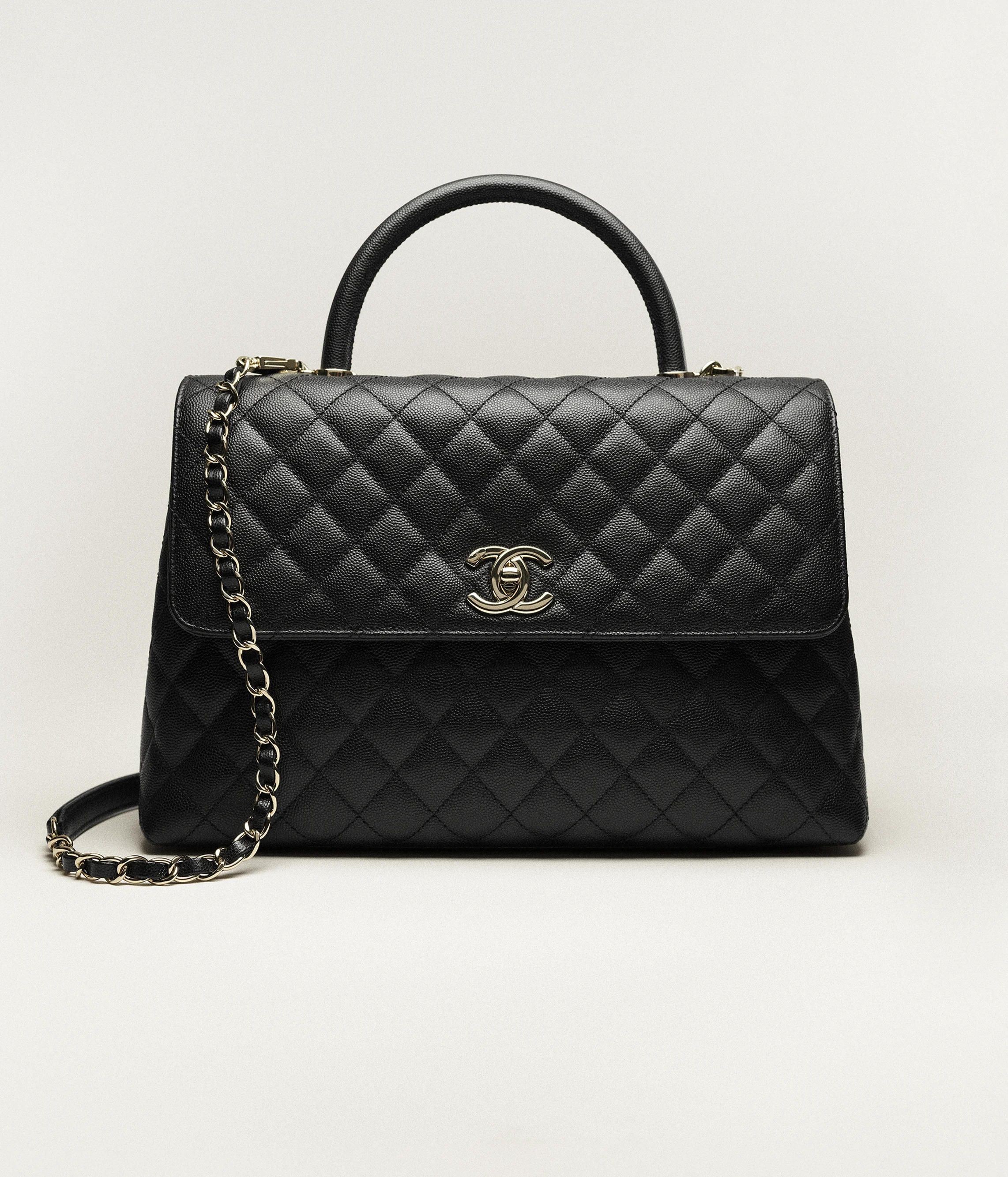 Chanel Maxi Flap Bag with Top Handle Grained Calfskin & Gold-Tone Metal Black A92992-B05061-94305