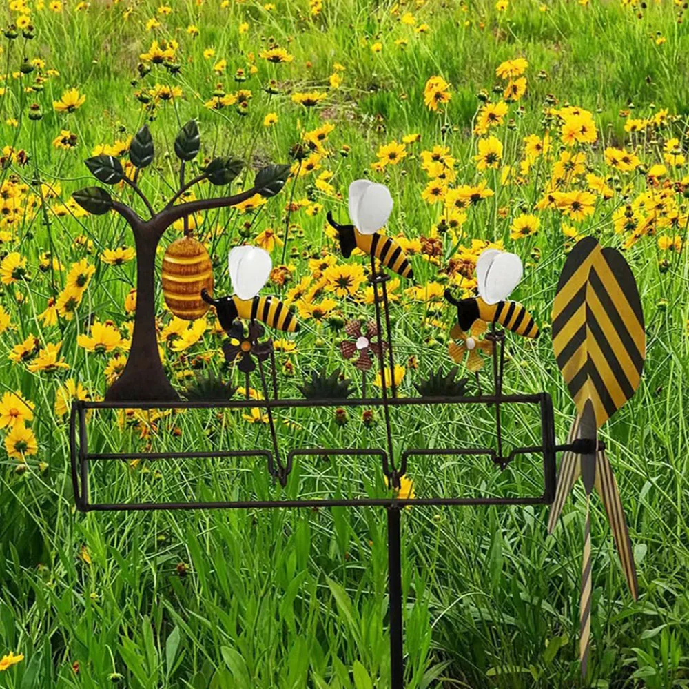🔥Last Day 50% OFF🔥Three Little Bee Windmill Metal Lawn Ornament Windmill