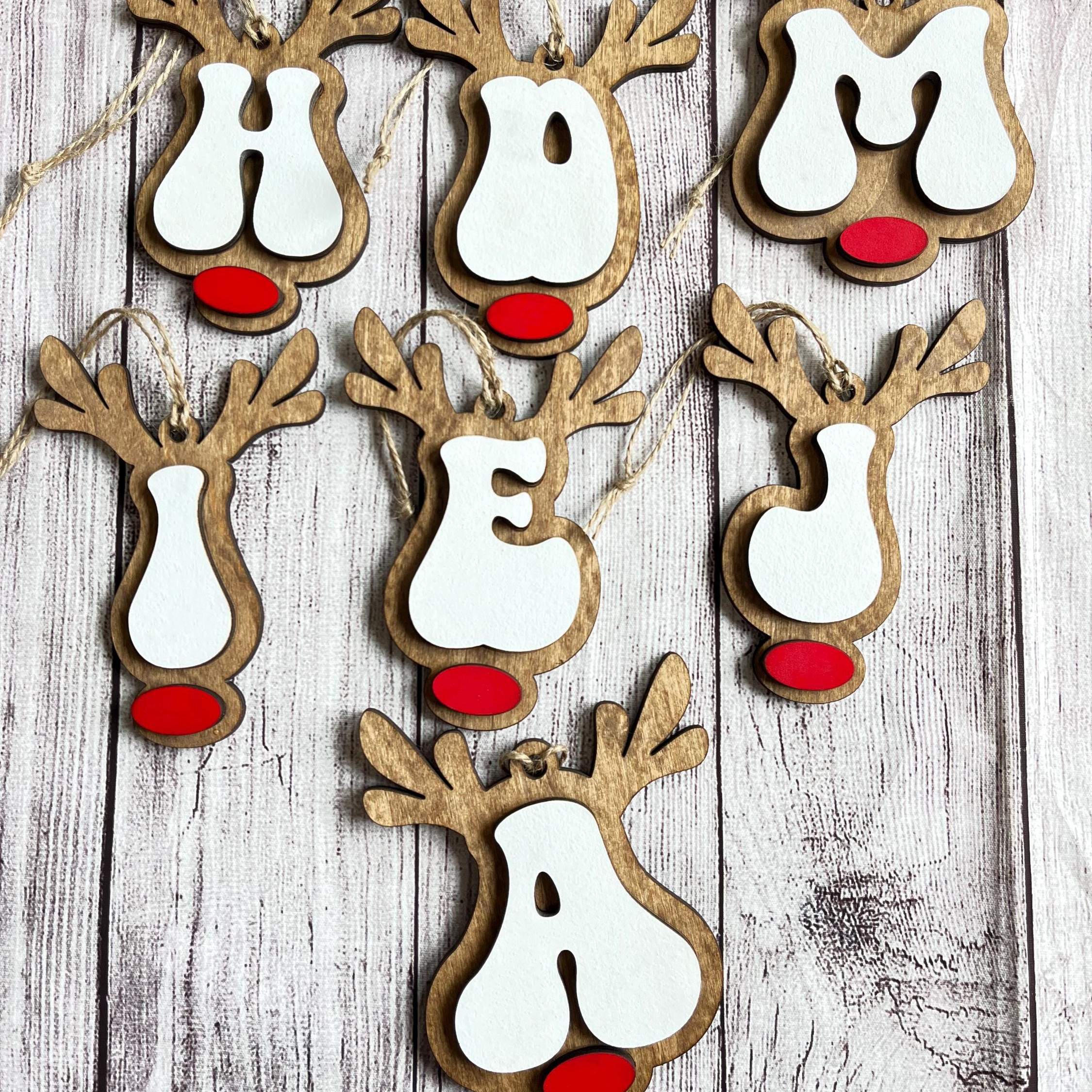 🫎🎄Reindeer Nose Letter Ornaments