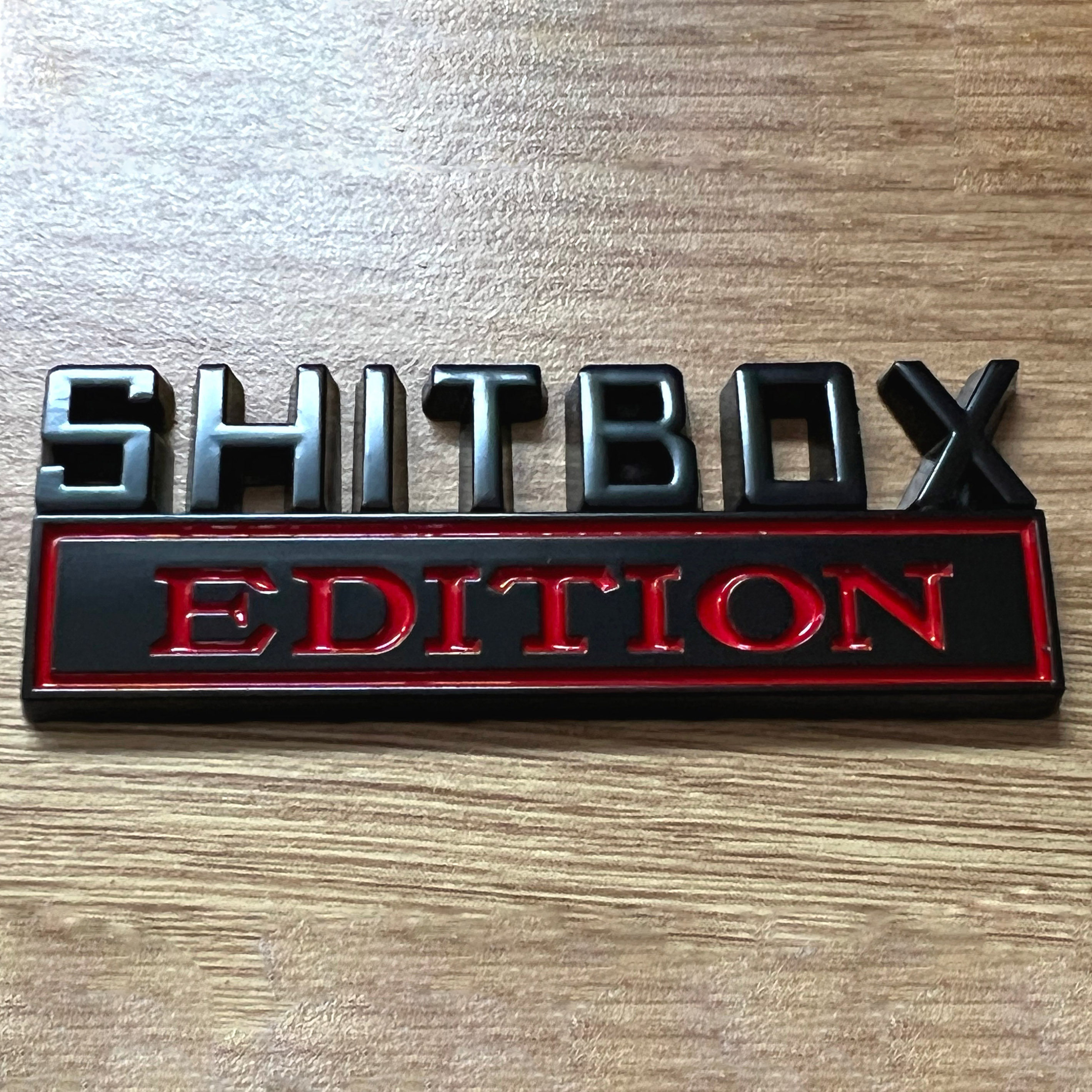 Funny Metallic Decal Emblem | Smile-inducing panel