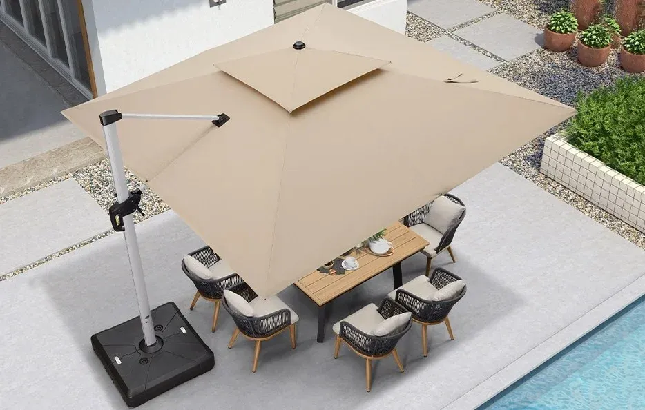Sales Solar Powered LED Cantilever Patio Umbrella