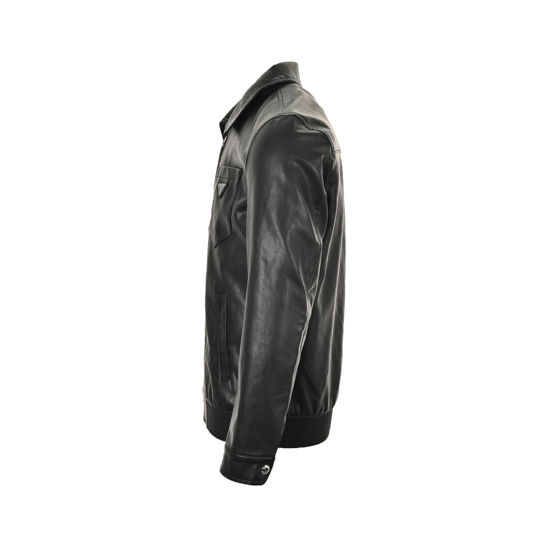 Prada 24Fw triangle logo leather jacket custom pebbled leather