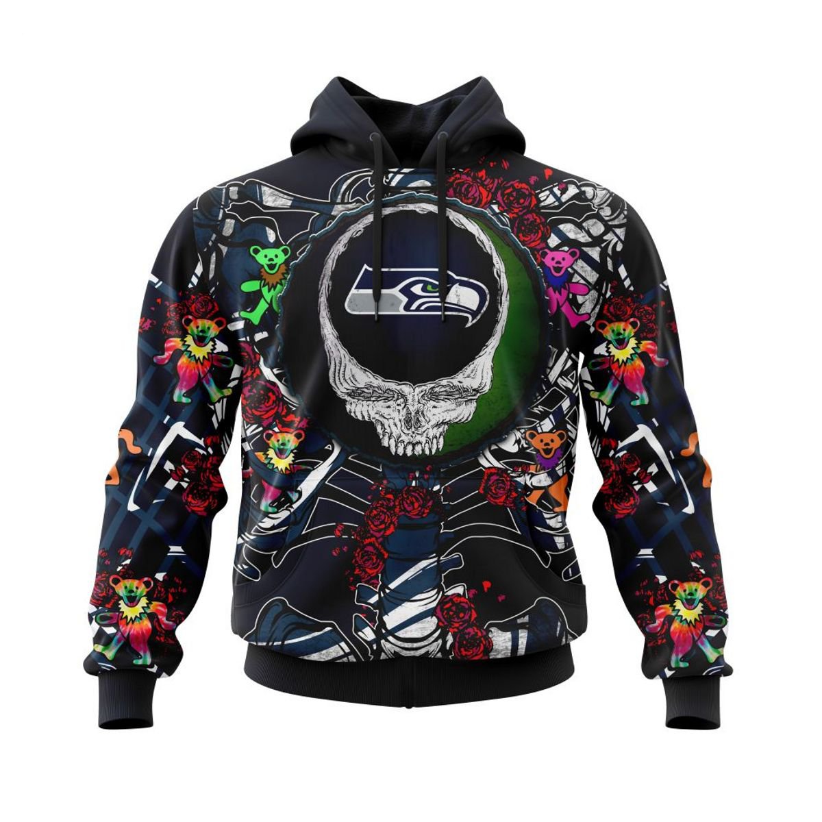 SEATTLE SEAHAWKS 3D HOODIE MIX GRATEFUL DEAD