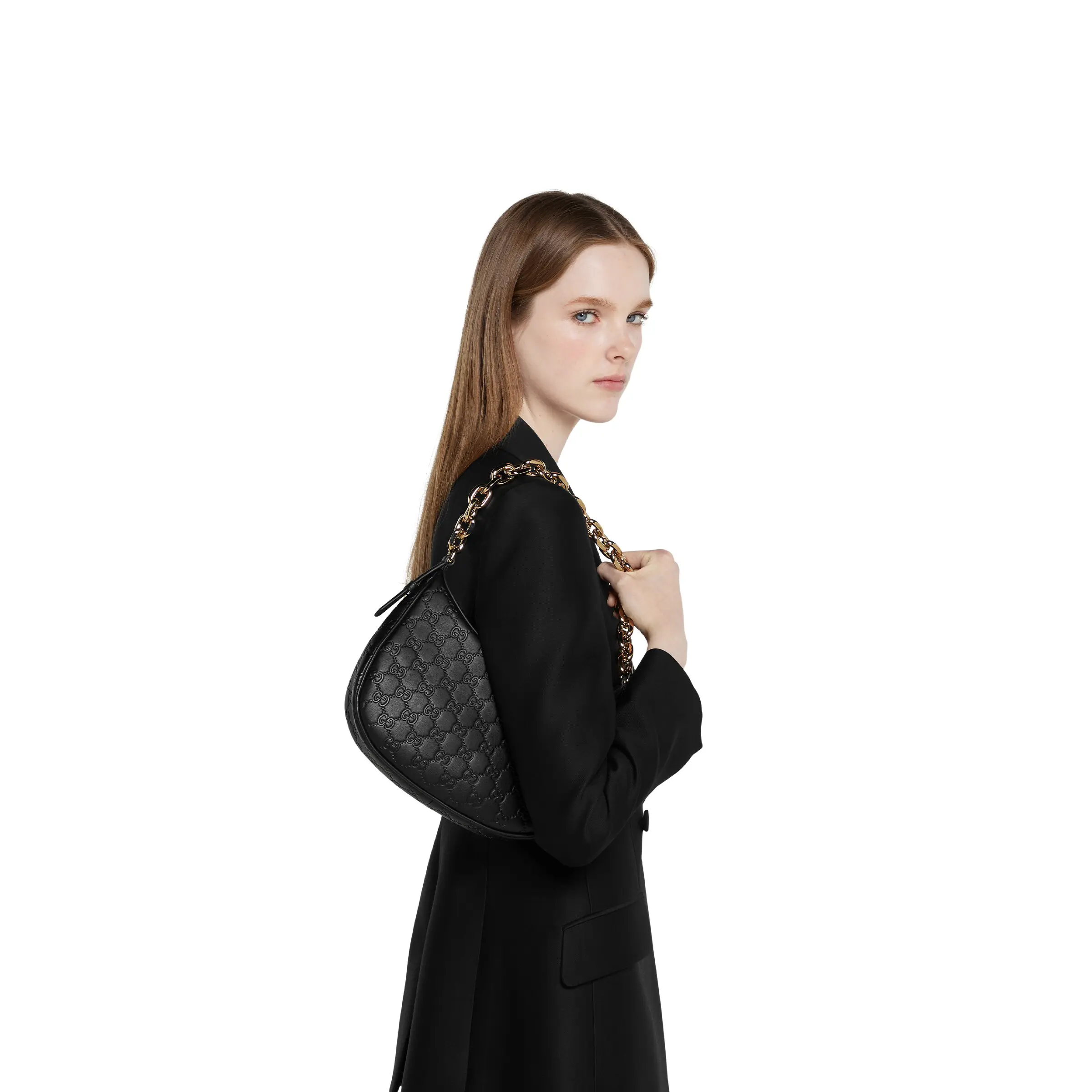 Gucci GG Emblem Medium Shoulder Bag815409 AAEEM 1000