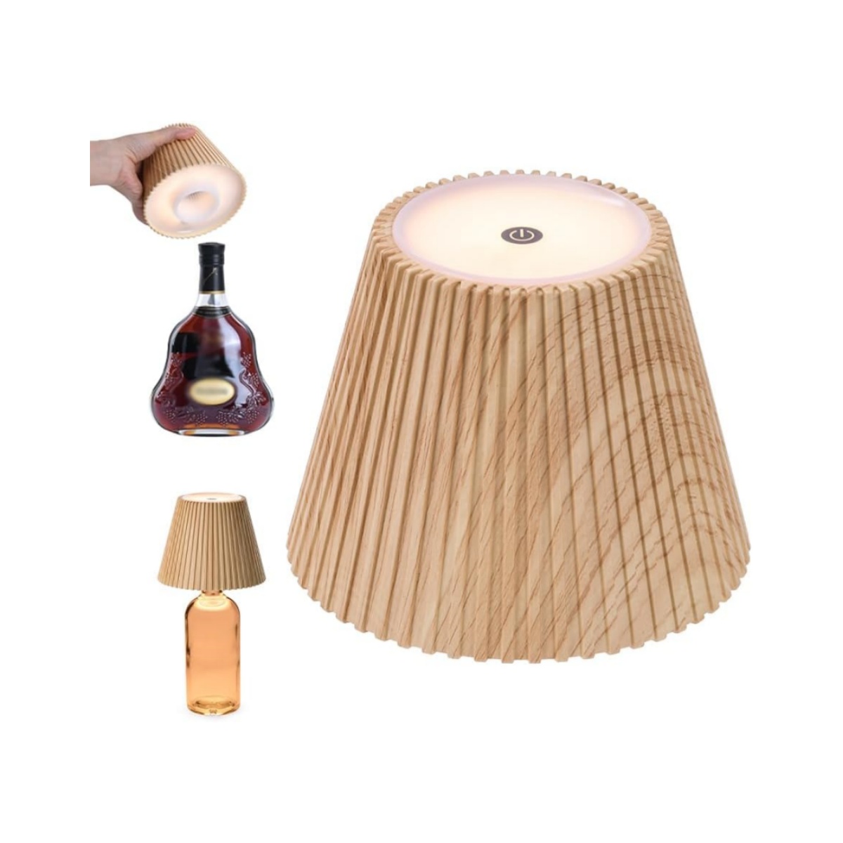 🔥Last Day 50% OFF🔥Wireless Bottle Lamp Shades for Table Lamps, 3-Level Brightness Rechargeable Touch Lamps