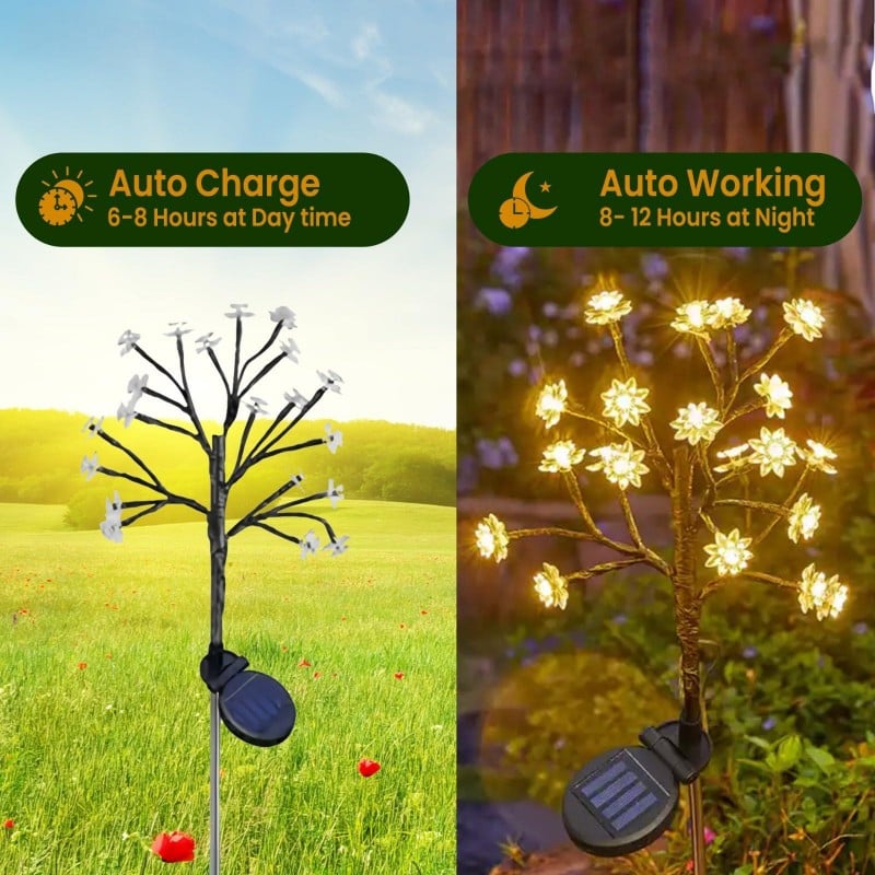 🔥Last day 48% OFF - Outdoor Waterproof Cherry Blossom  Multicolor Solar Garden Lights