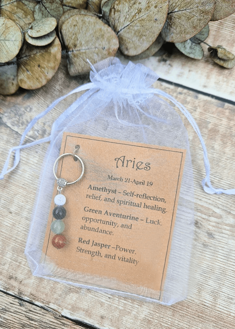 Personalised zodiac crystal keyring