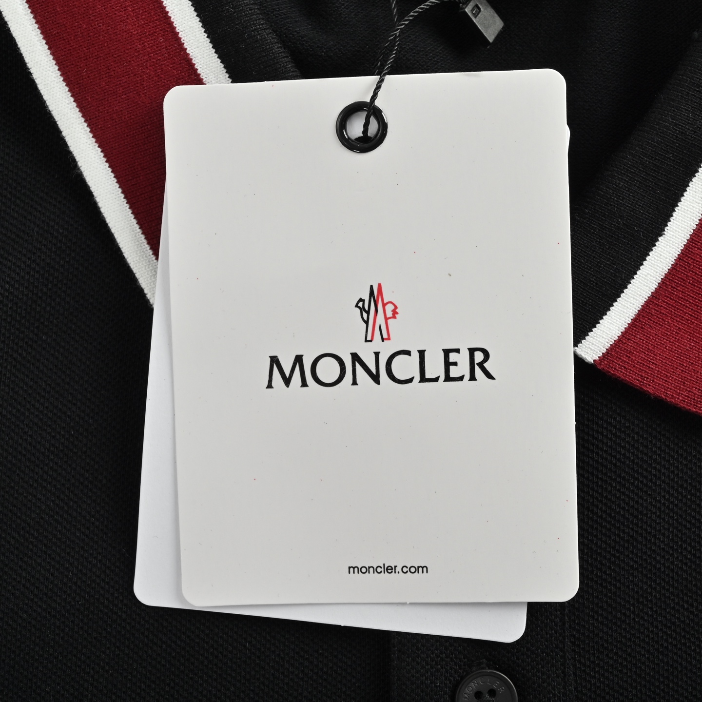 Moncler 25ss red collar embroidered logo polo short sleeve