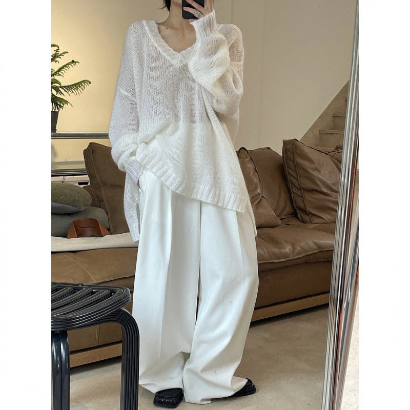 Mid-Length Women's Sweater for Early Autumn