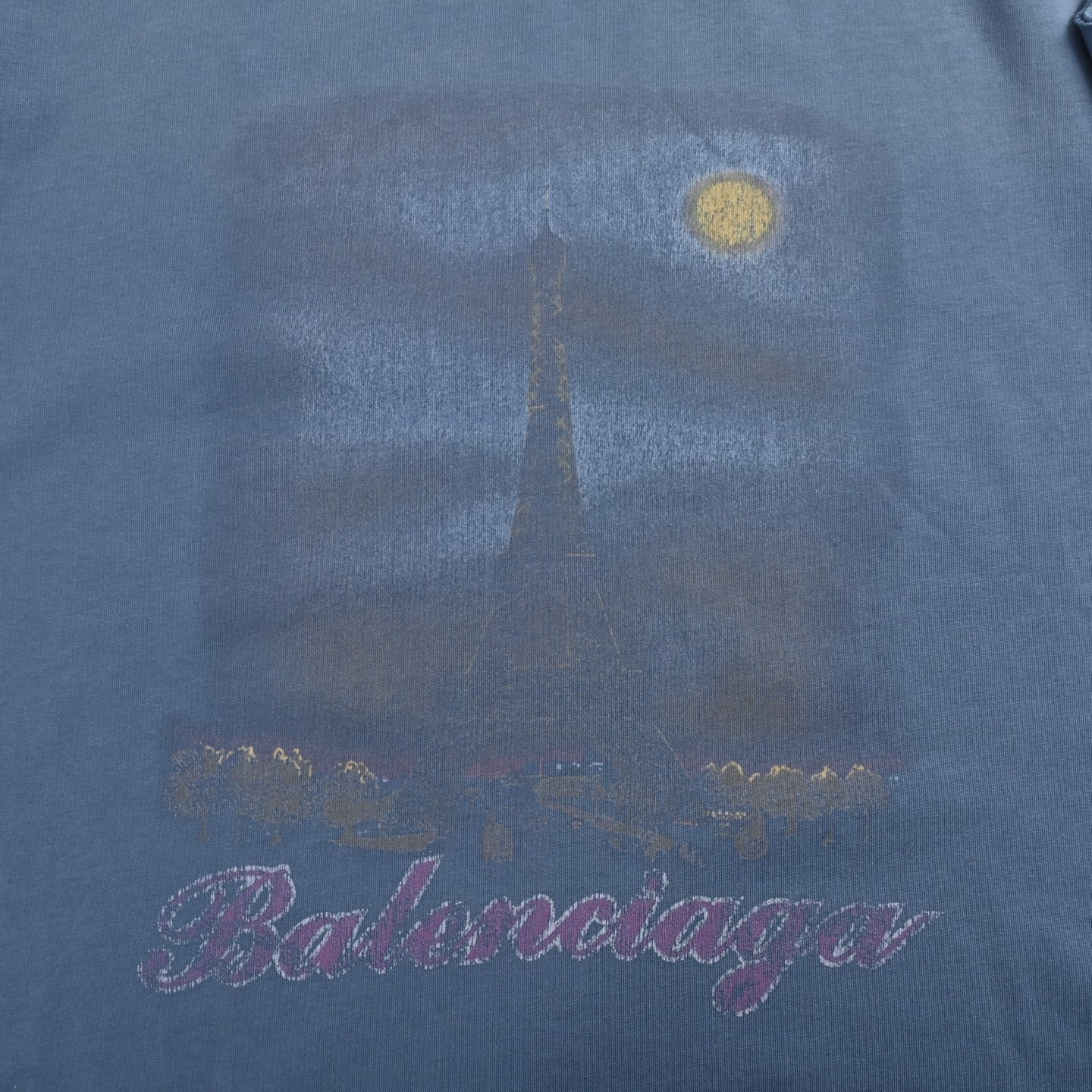 Balenciaga Night Scenery Tower Print Short Sleeve