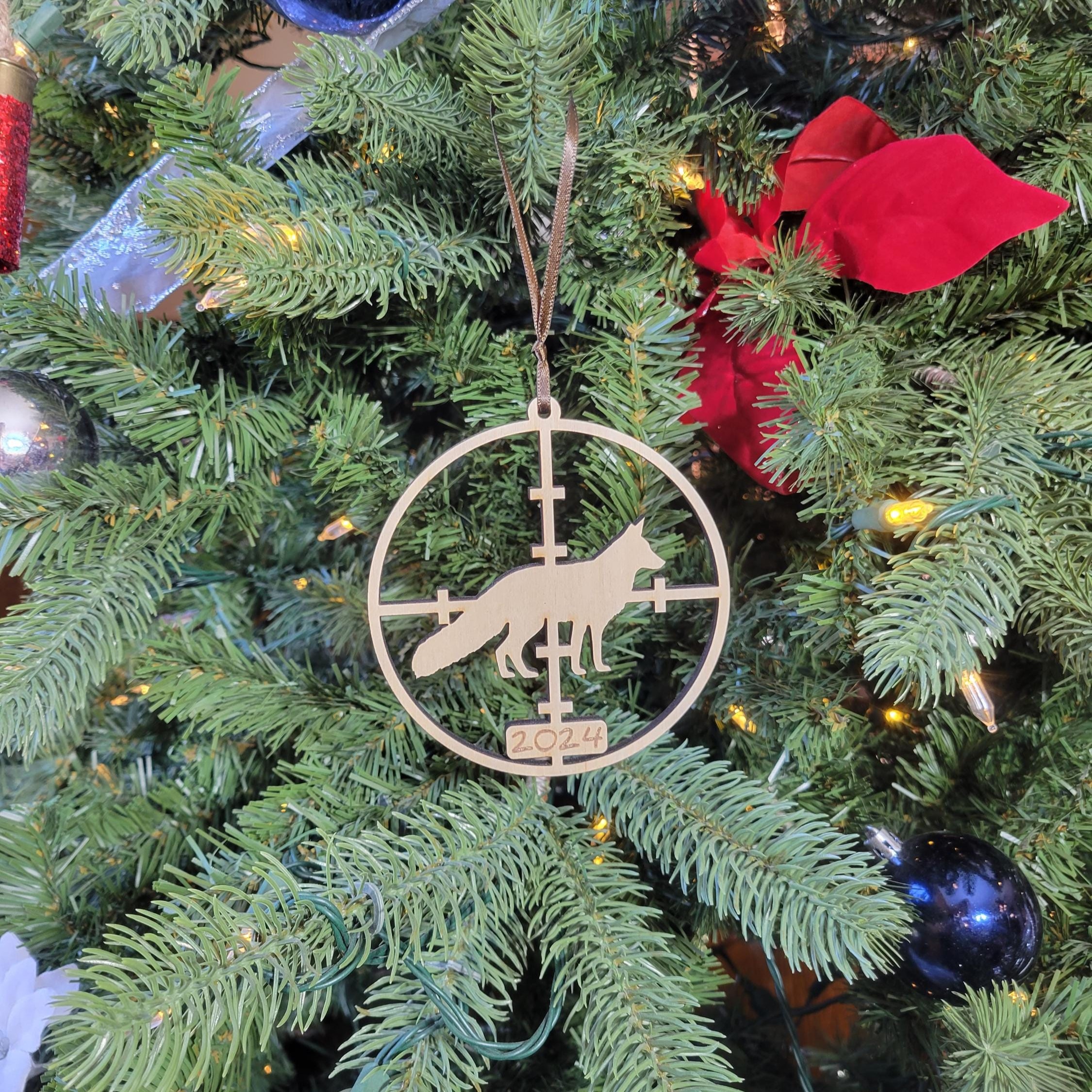 Wooden Hunting Christmas 2024 Tree Ornament