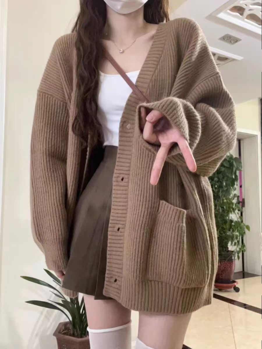 Women's Loose-Fit Knitted Cardigan Sweater Coat