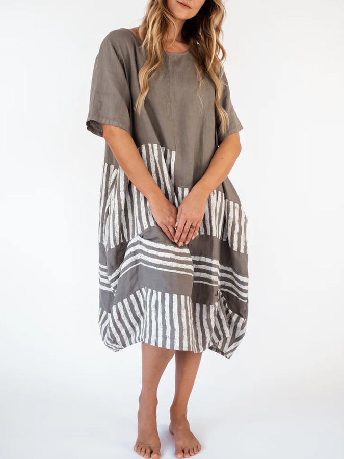 Women's Solid Color Cotton Linen Dress