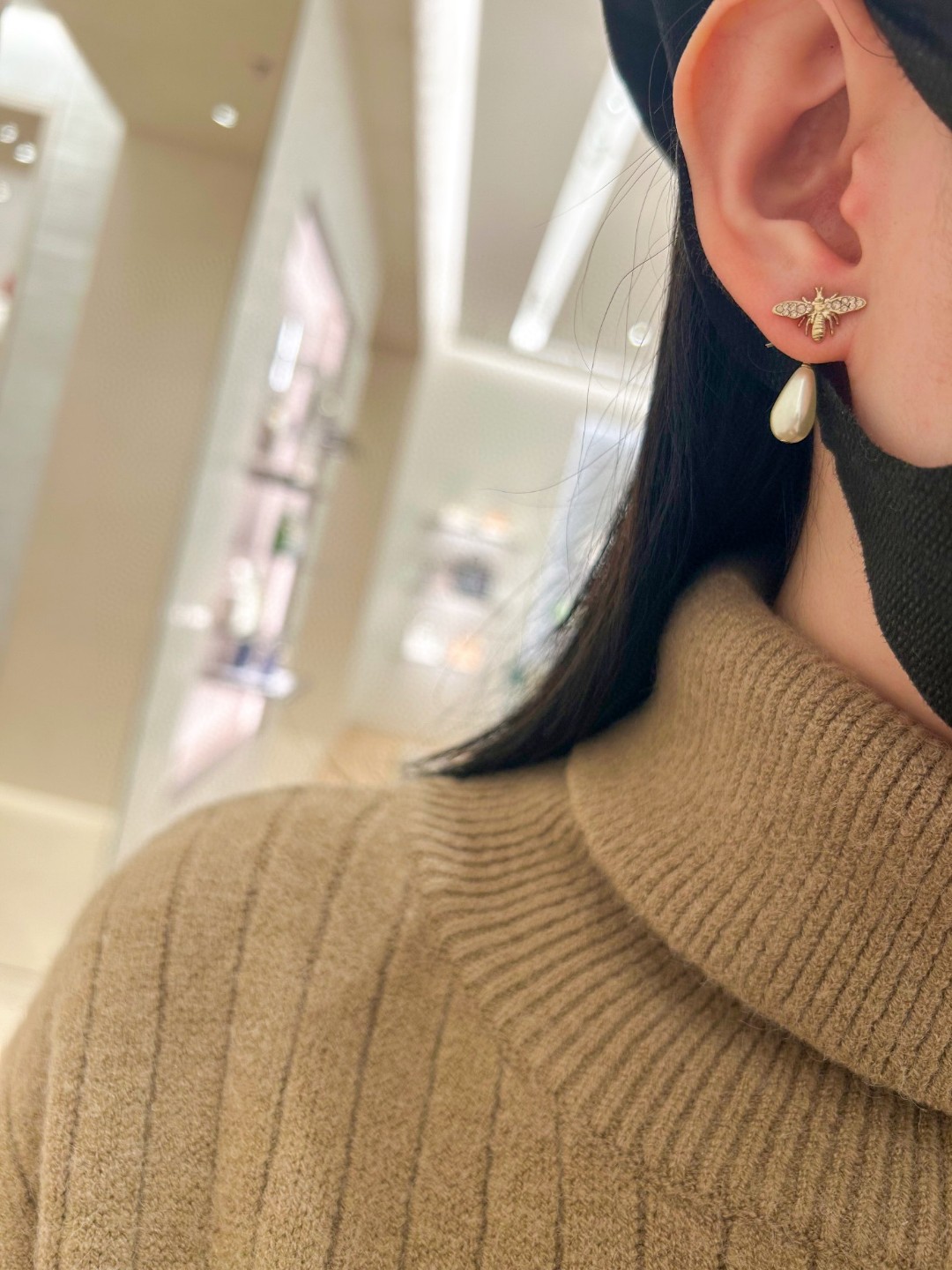 Dior Bee Letter Earrings