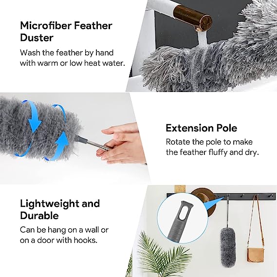 (🔥Last Day Promotion-SAVE 50% OFF)🧹30-100 Inches Retractable Washable Curved Microfiber Duster-BUY 2 GET 10% OFF & FREE SHIPPING！