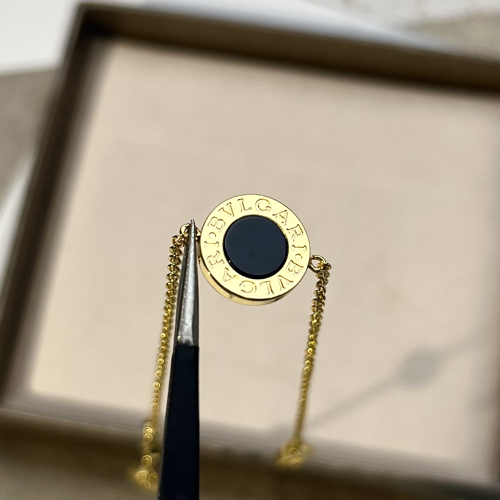 Bulgari round black agate bracelet