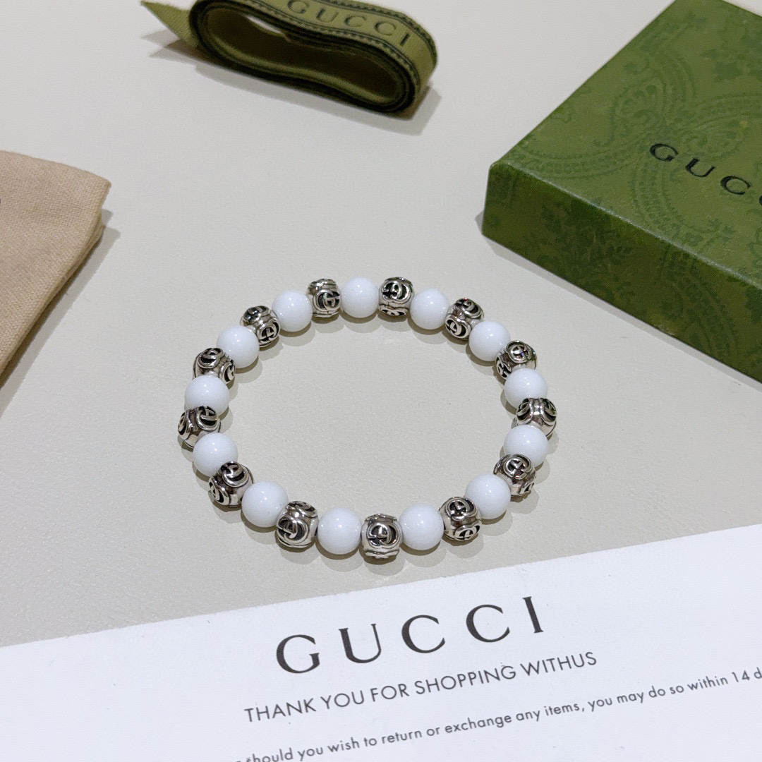 Gucci natural stone distressed bracelet