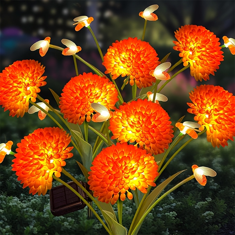 💥ON SALE💥Solar Swaying Bee Lights with Flowers, Waterproof Outdoor Garden Decor🐝🌸