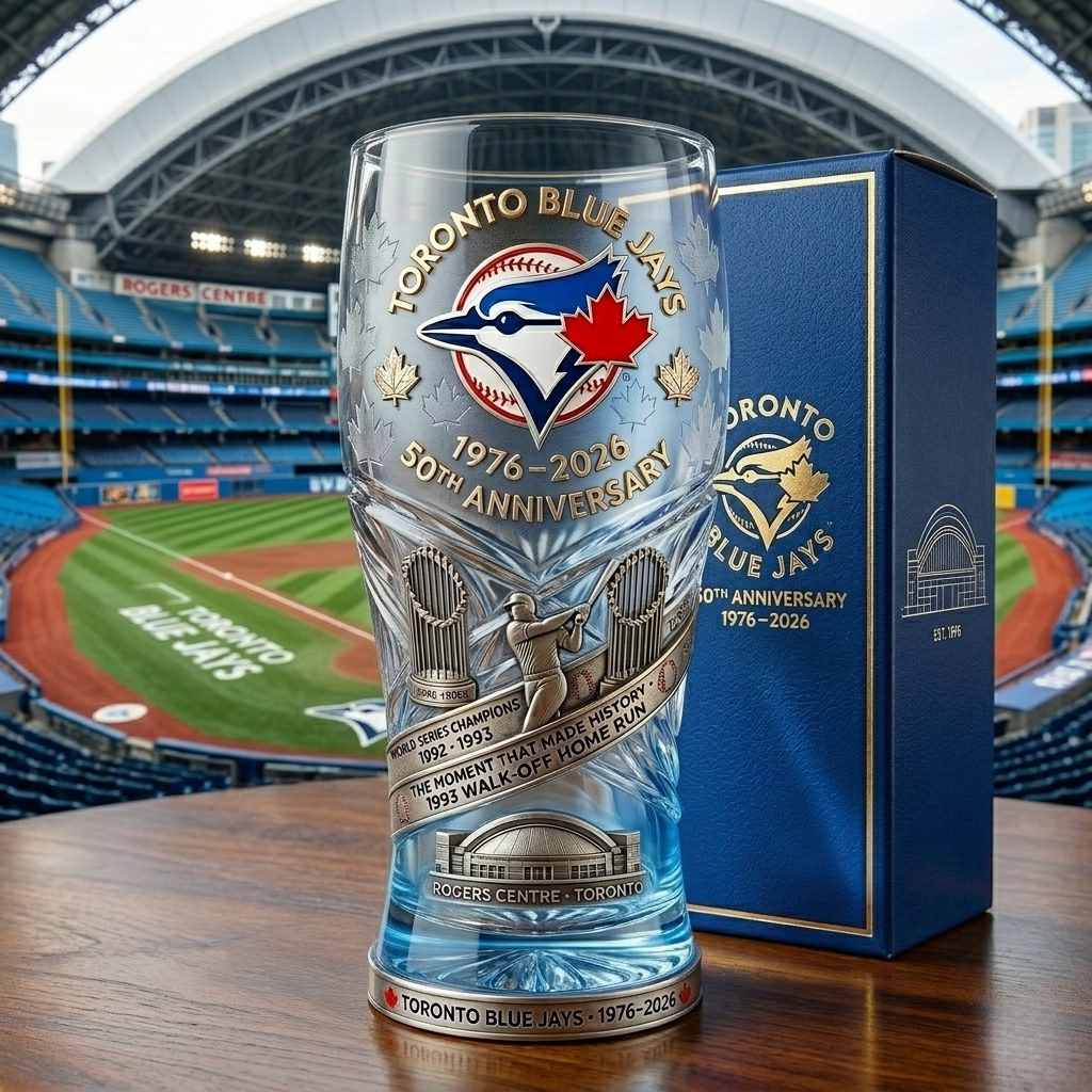 Toronto Blue Jays 50th Anniversary Collectable Glass