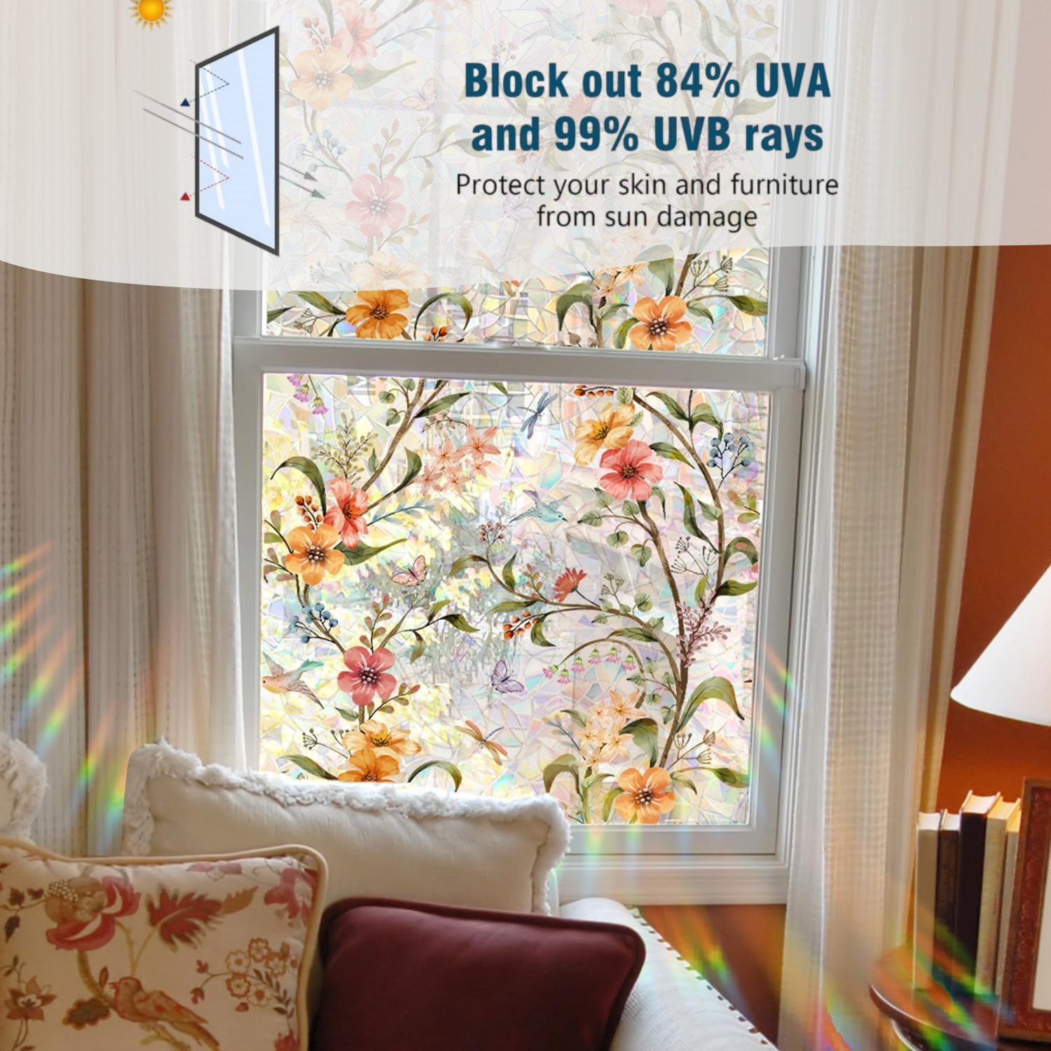 🔥On Sale🔥Stained Floral Pattern Glass Window Film