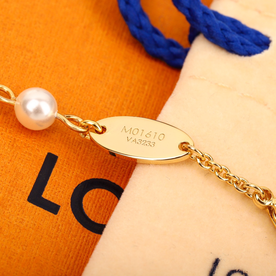 Louis Vuitton Gold Flower Pearl Bracelet