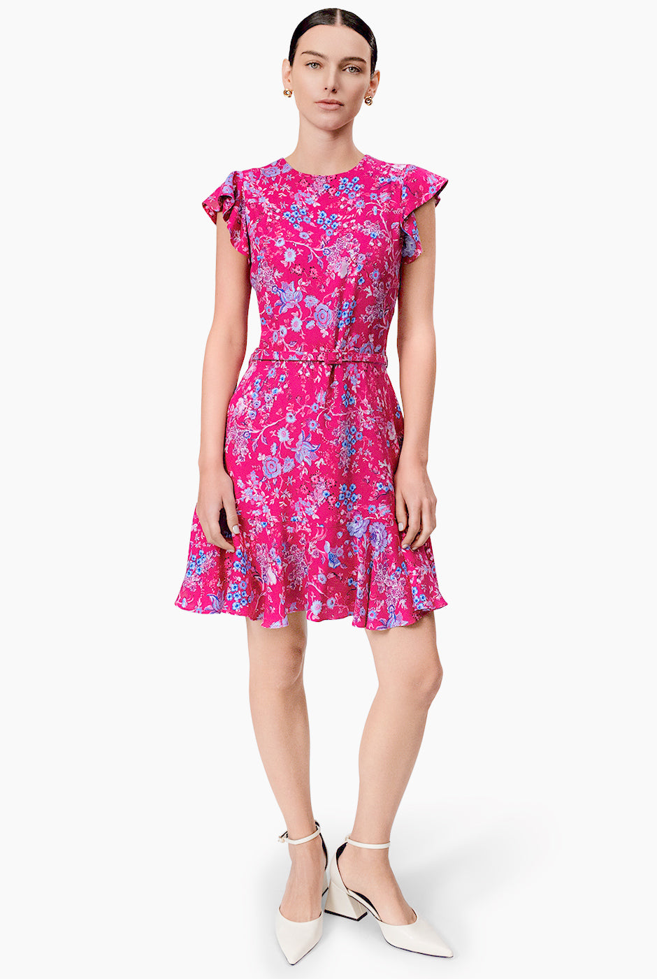 Vestido estampado de manga olan
