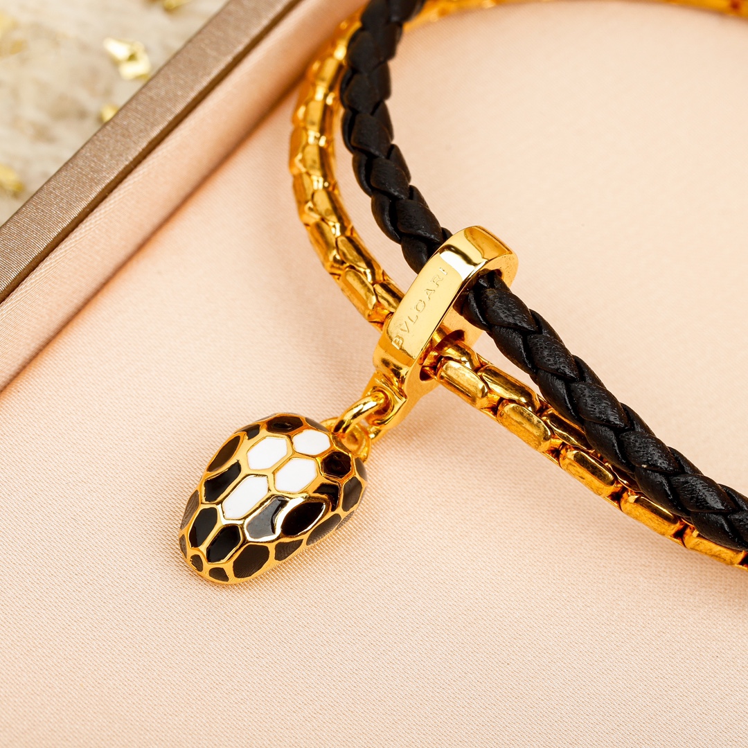 Bulgari snake head double bracelet
