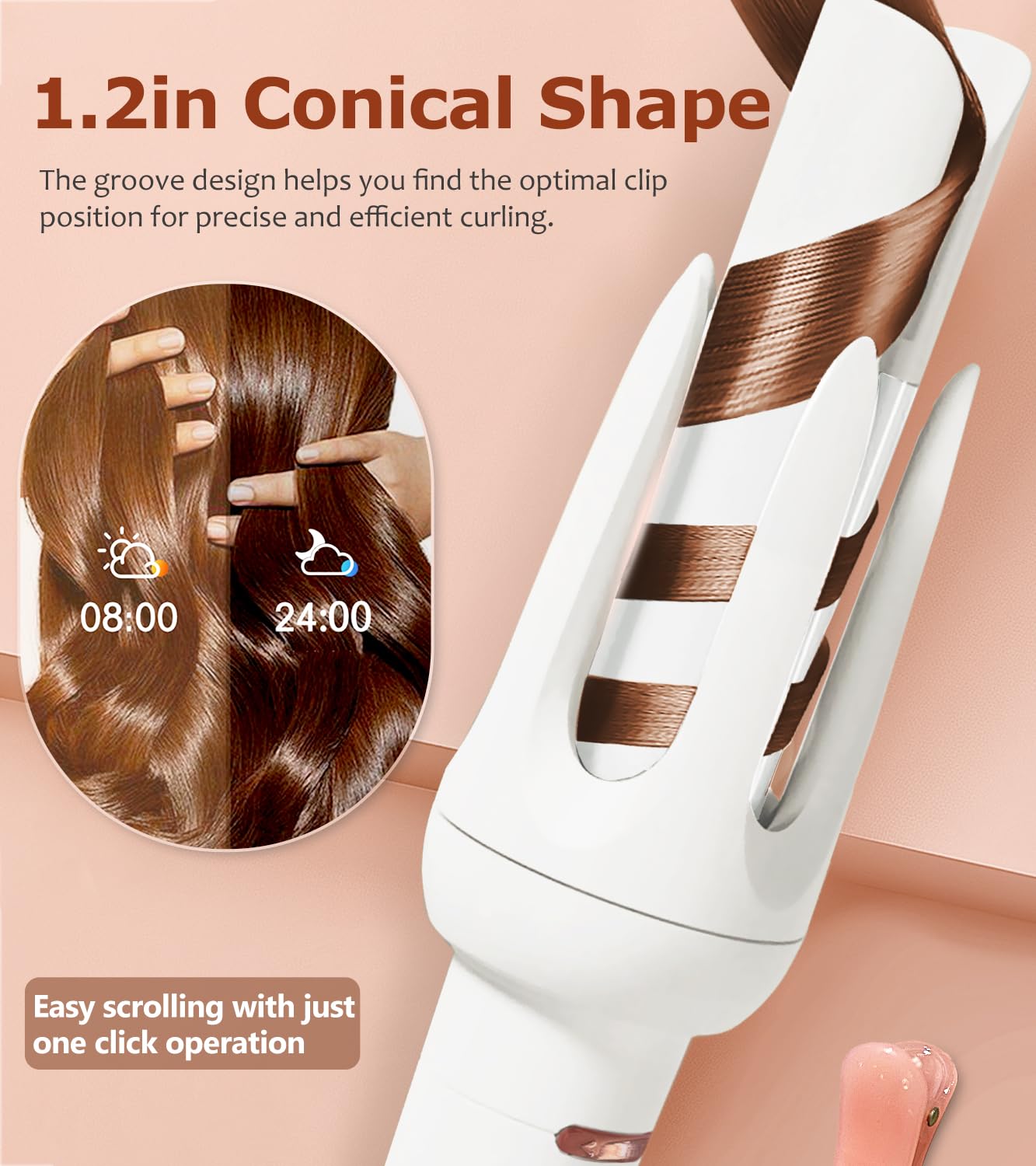 Automatic Curling Iron with 4 Temperature & 3 Timer, Automatic Shut-Off, Anti-Scald