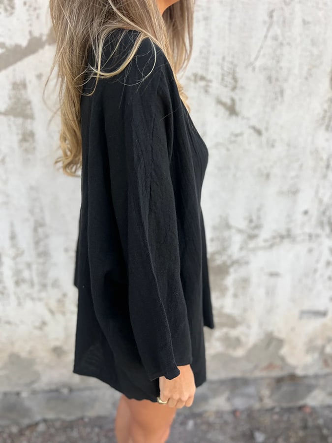 Women's V-Neck Long Sleeve Loose Button Design Casual Shirt