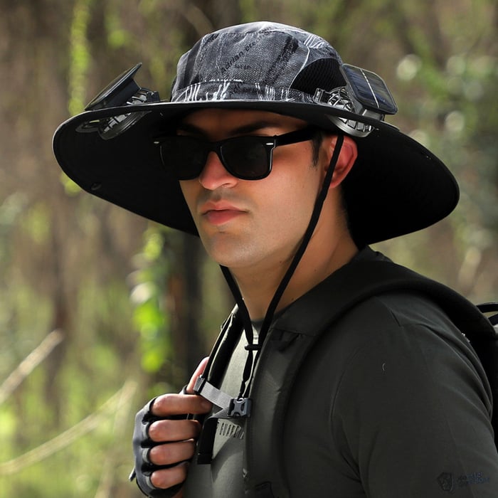 🔥Buy 2 Free Shipping-Outdoor Wide Brim Sun Hat with 2 Solar Fan -Solar & USB Charging
