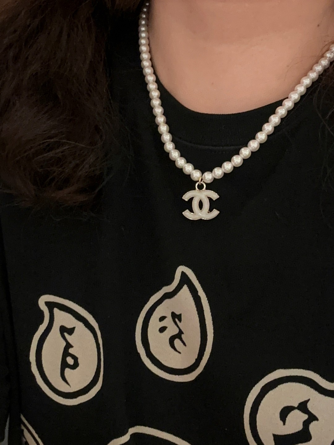 Chanel pearl double c necklace