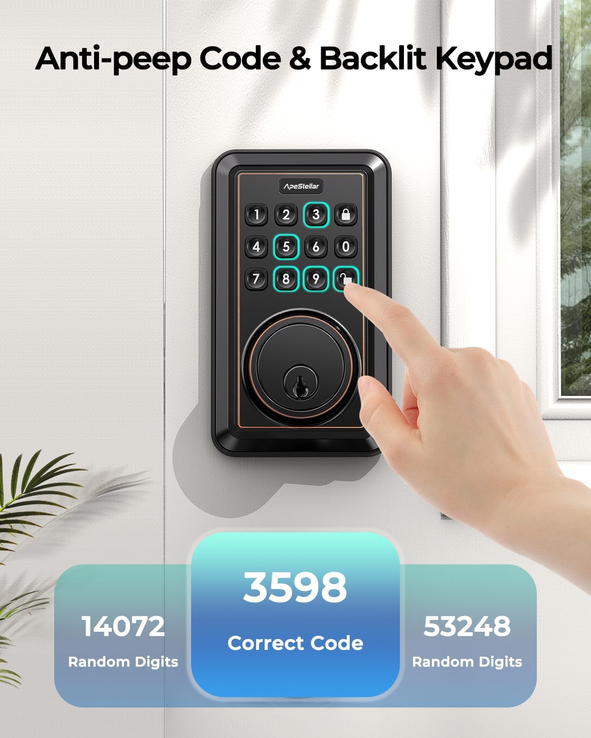 Keyless Entry Door Lock with Keypad - Electronic Keypad Deadbolt - Keyed Entry, Auto Lock, Anti-Peeking Password - Electronic Door Lock - Easy Installation - Oil-Rubbeb Bronze -ApeStellar
