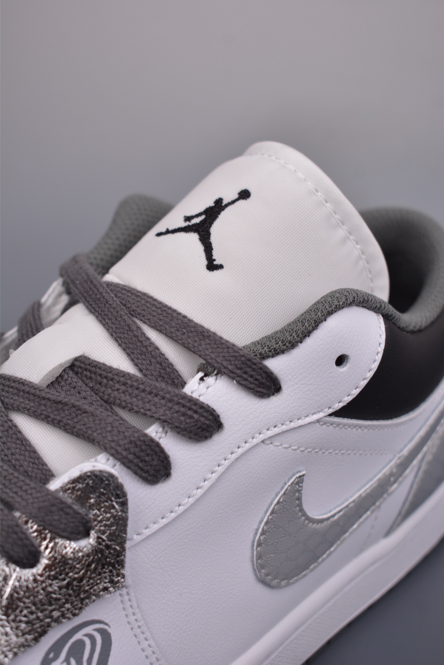 2025 Snake Year Limited Edition Air Jordan 1 Low Gray, White and Silver 553558-152