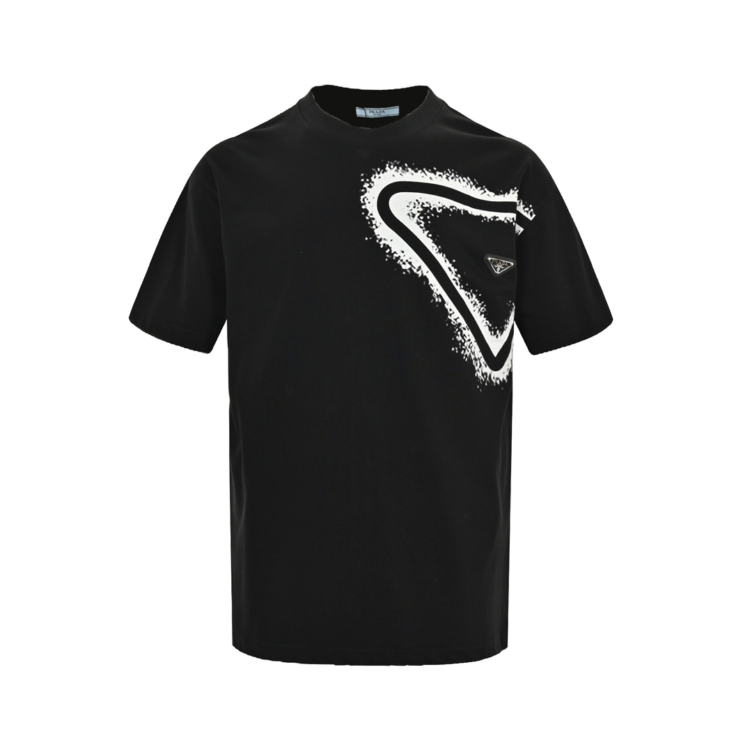 Prada 24ss triangle logo print short sleeves