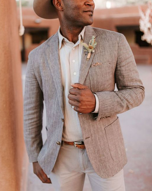 Men's Western Style Casual Textured Print Long Sleeve Jacket Blazer