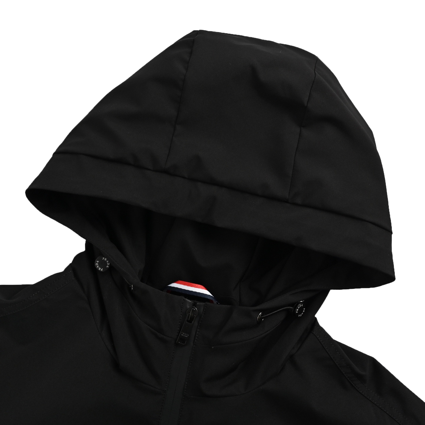 Prada 25ss metal triangle logo laminated zipper jacket