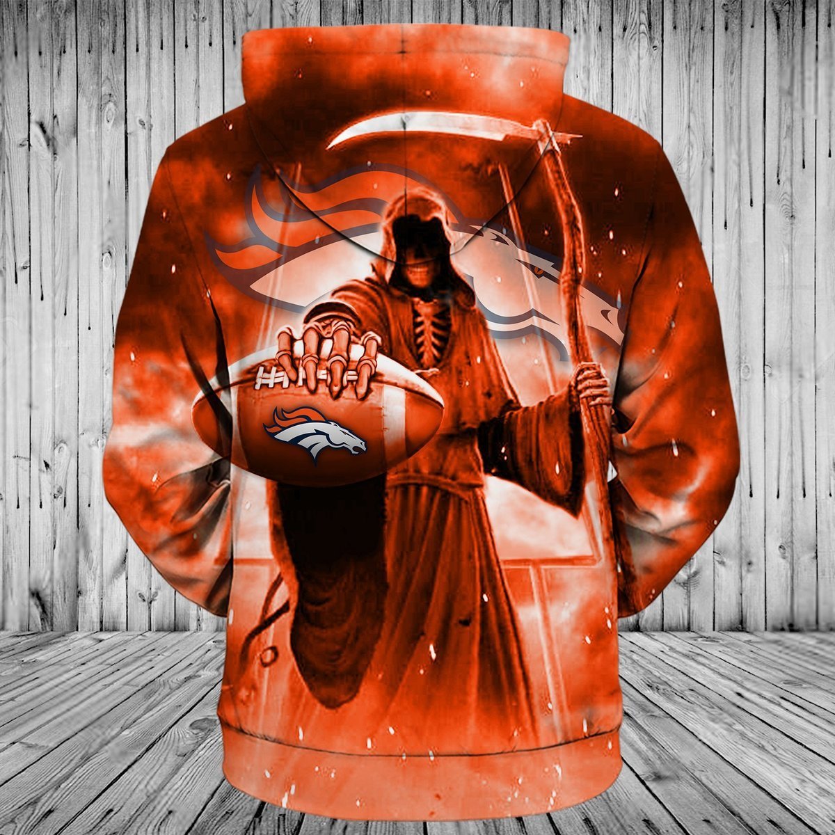 BRONCOS HOODIE DEATH SKULL 3D7
